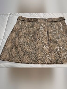 Zara Brown Snake-Print Mini Skirt